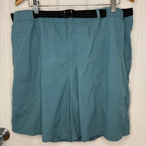 Vintage L.L. Bean 100% Nylon Teal Outdoor Belted Hiking Shorts Lined Size XL